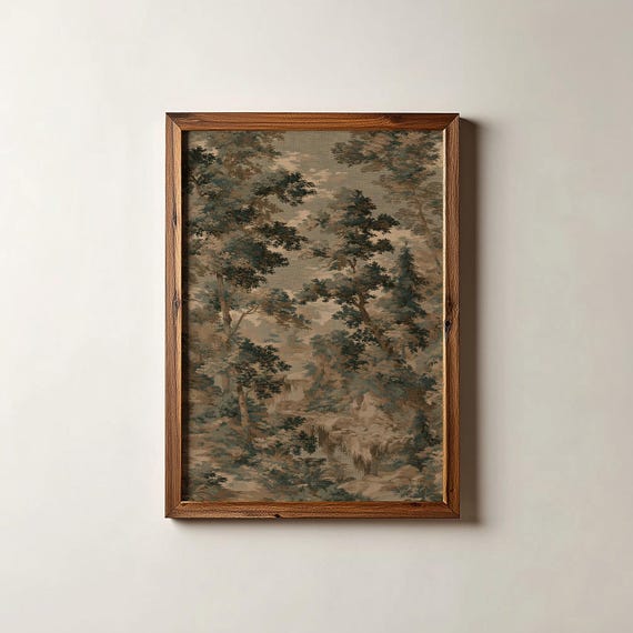 Equestrian Toile Print Moody Heritage Style Decor Cottage Core Village Art Country Farmhouse Digital Download