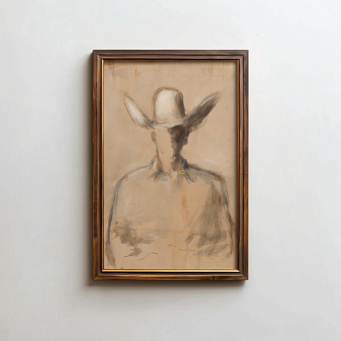 Cowboy Sketch Art Print Western Style Decor Digital Download