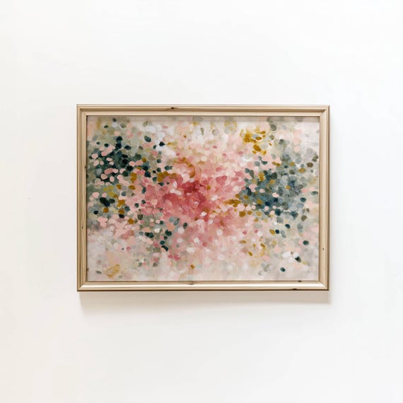 Pink And Green Abstract Oil Painting Modern Contemporary Wall Art Colorful Expressionist Decor Digital Download