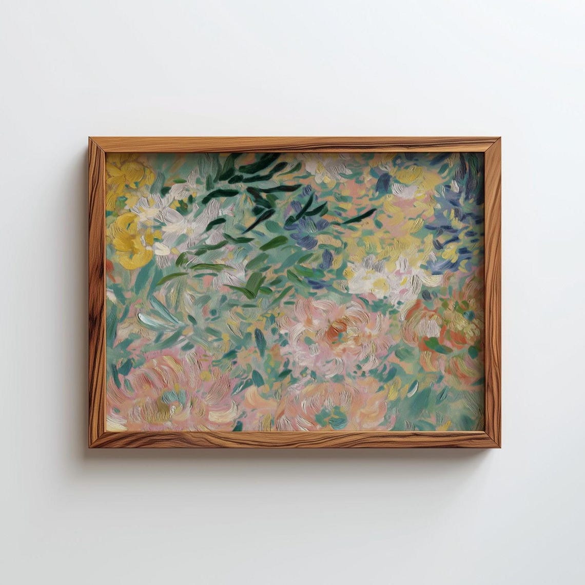 Green Floral Abstract Art Print Vintage Textured Wall Decor Digital Download