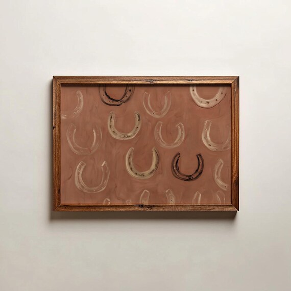 Horseshoes Print Western Wall Art Brown Southwestern Lucky You Modern Country Poster Digital Download