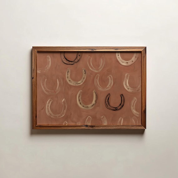 Rustic Horseshoe Pattern Painting Brown Western Lucky Charm Wall Art