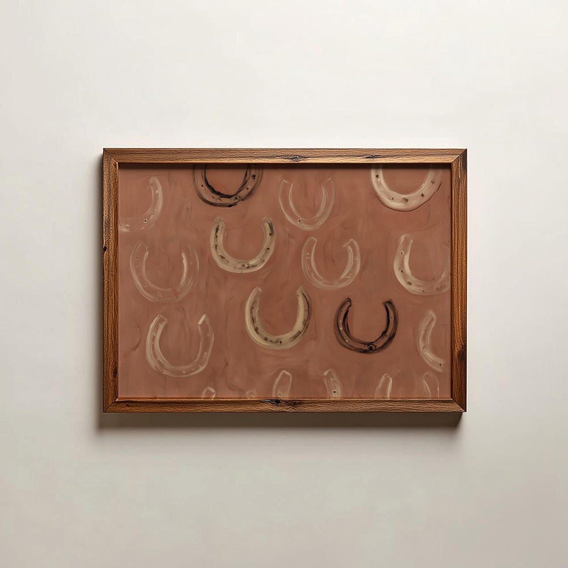 Rustic Horseshoe Pattern Painting Brown Western Lucky Charm Wall Art