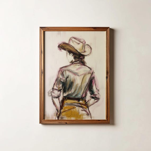 Modern Cowgirl Art Print Western Style Decor Digital Download