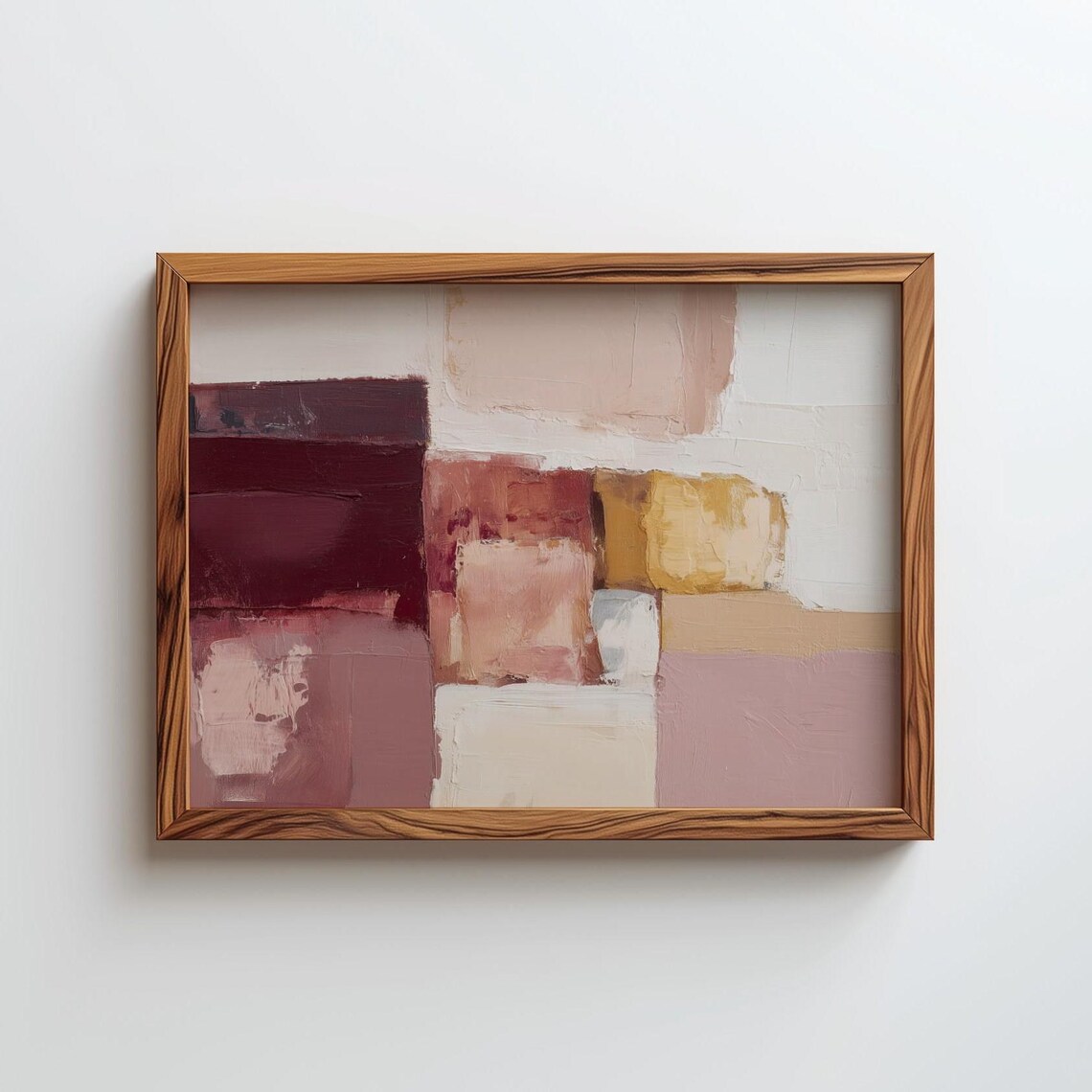 Blush Pink and Burgundy Abstract Oil Painting Blocks Gallery Poster