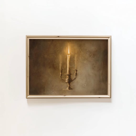 Moody Still Life Print Candle Fall Art Cottagecore Autumn Wall Digital Download