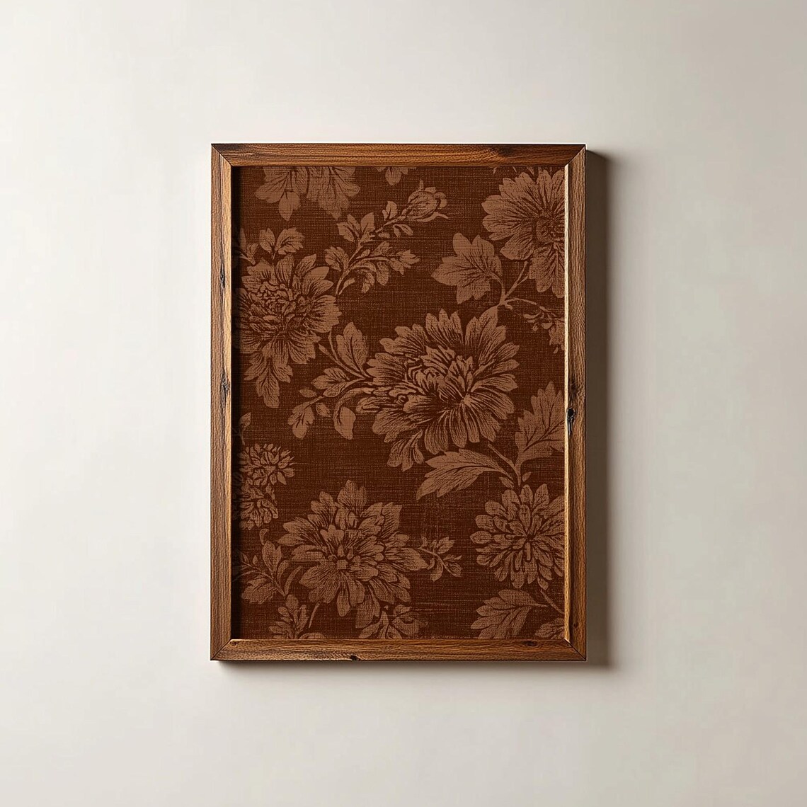 Vintage Brown Floral Tapestry Pattern Moody Botanical Cottagecore Print
