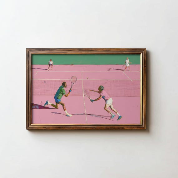 Tennis Court Art Print Preppy Sports Poster Digital Download