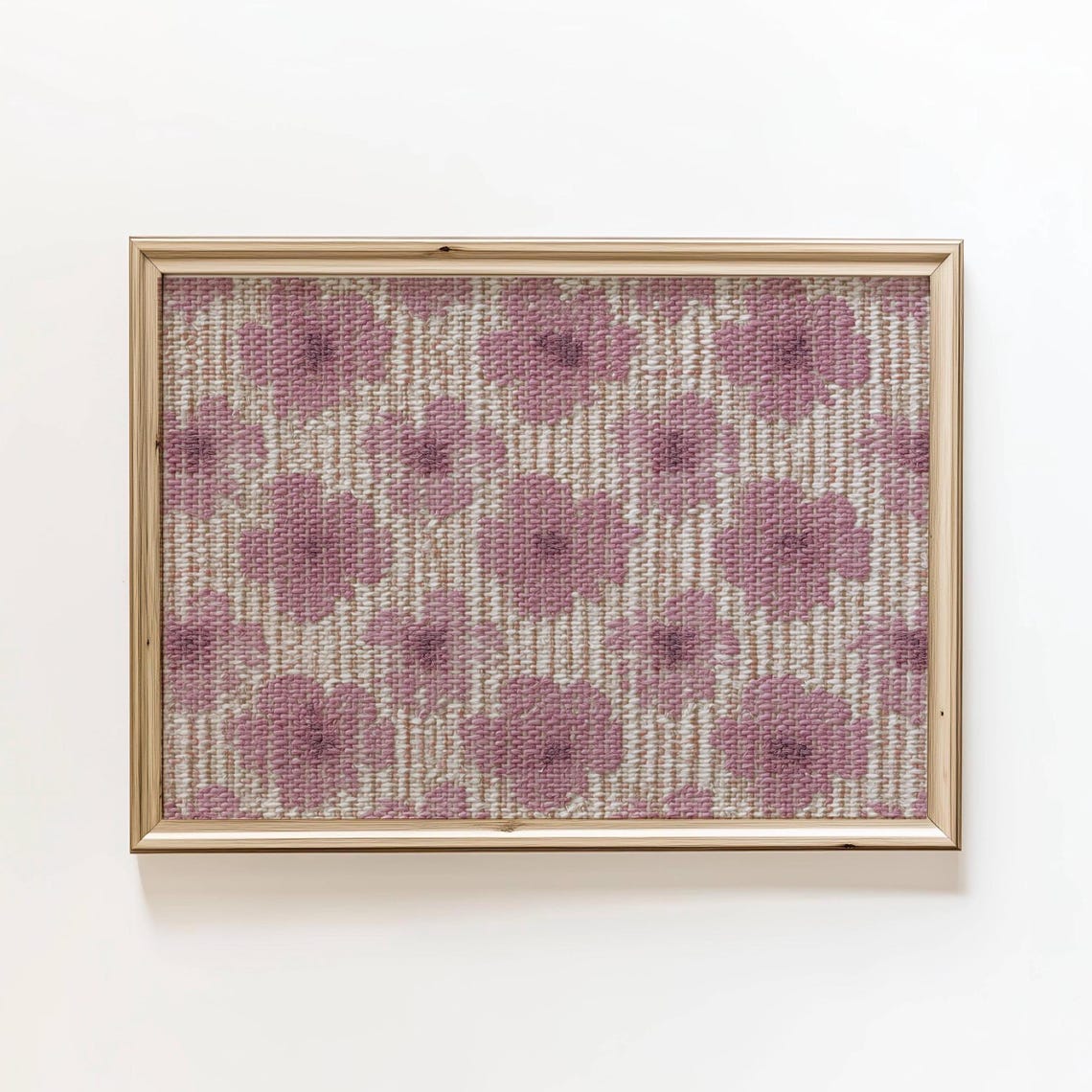 Pink Floral Woven Textile Vintage Rose Pattern Cottagecore Wall Poster