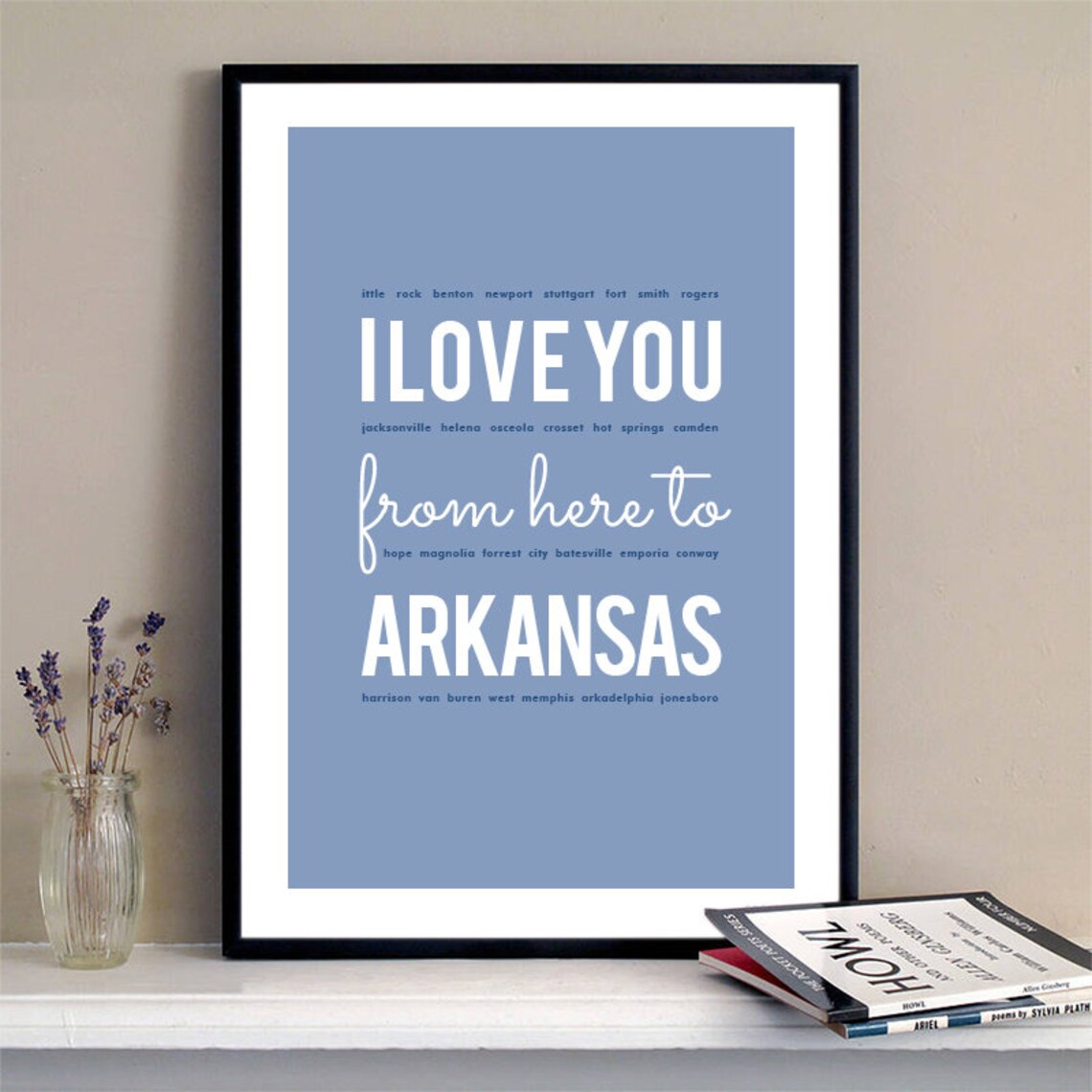I Love You From Here To Arkansas Arkansas Print Arkansas Skyline Arkansas Art Arkansas Poster Arkansas Watercolor Arkansas Art Print - Image 2