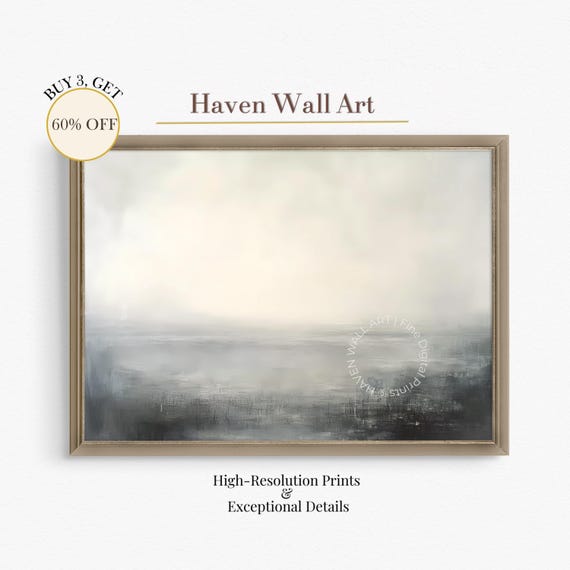 Minimal Spring Landscape Serene Misty Horizon Print Neutral Wall Art For Modern Home Spl183