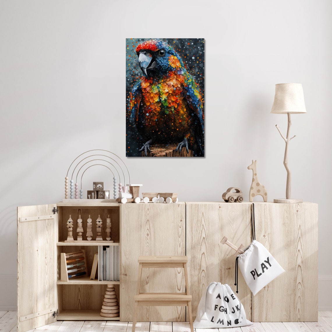 Parrot Portrait Photo Print Colorful Parrot Painting Print Parrot Art Bird Wall Art Wild Parrot Rain Art Print Animal Art Poster - Image 2