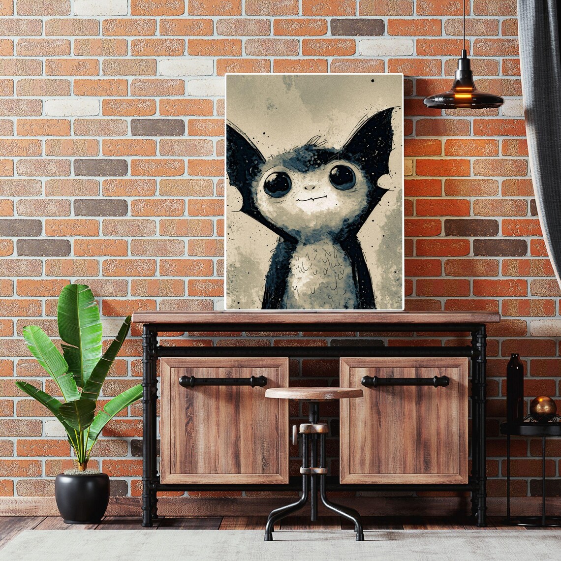 Watercolor Baby Bat Cute Dracula Portrait, Nursery Decor - Image 4