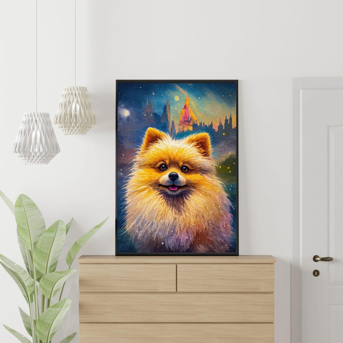 Magical Pomeranian Print Fantasy Castle Dog Portrait Starry Night Art Pom Dog Gift Pet Portrait Spiritual Dog Decor Pet Memorial Art - Image 3