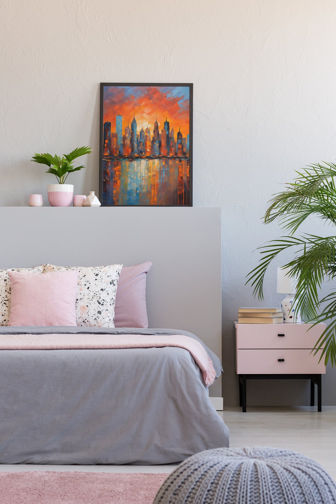New York City Skyline Painting Print Home Decor Large Wall Art Abstract Painting Modern Art Urban Art City Landscape Cityscape Art - Image 4