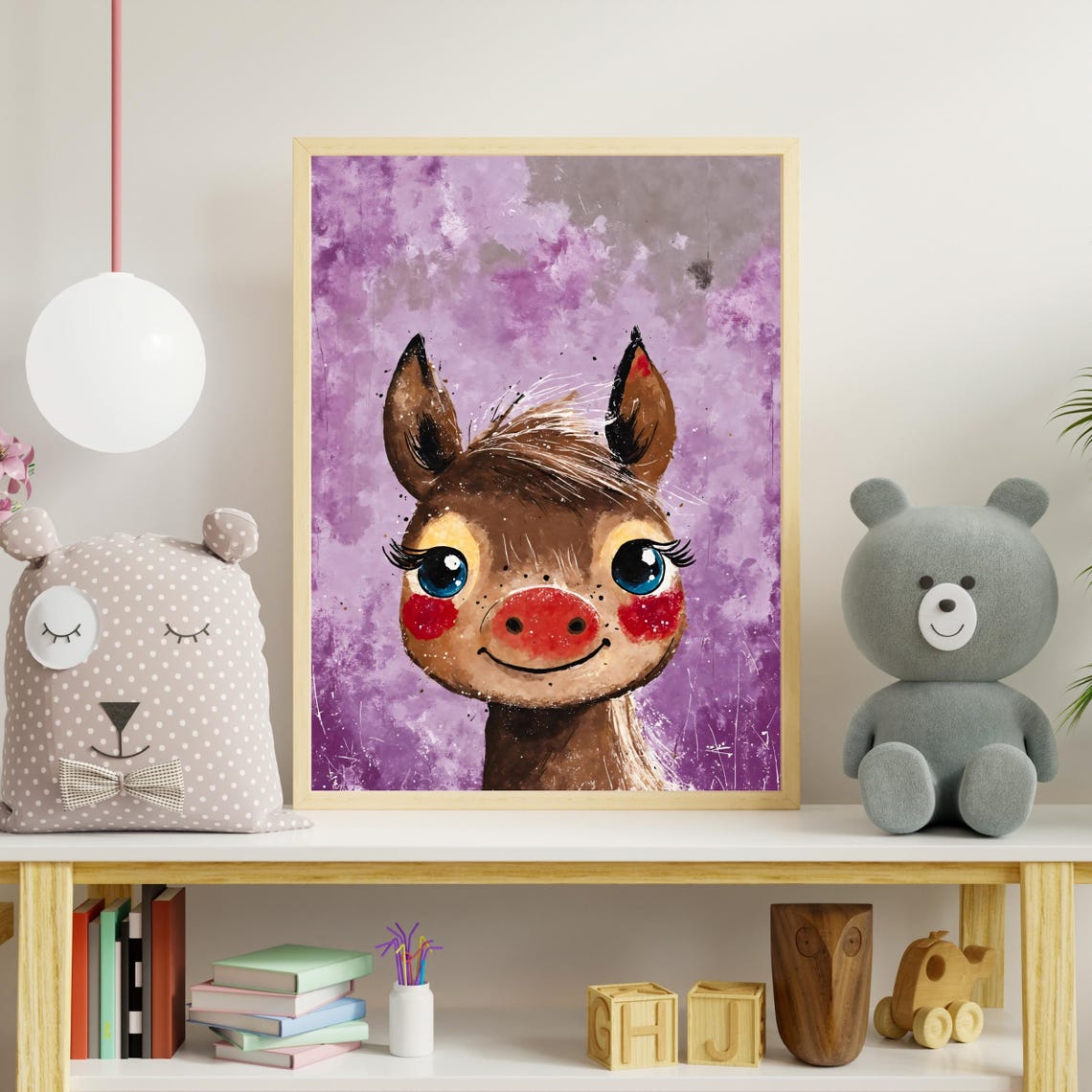 Cute Pony Painting Art Print Blushing Baby Horse Portrait Farm Animal Art Kids Room Decor Nursery Wall Art Horse Lover Gift 8x10 24x36 - Image 4