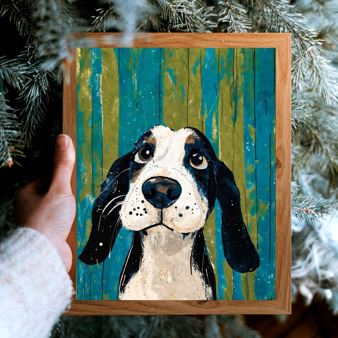 Cute Hound Puppy Watercolor Portrait Long Ears Beagle Dog Art Print - Image 2