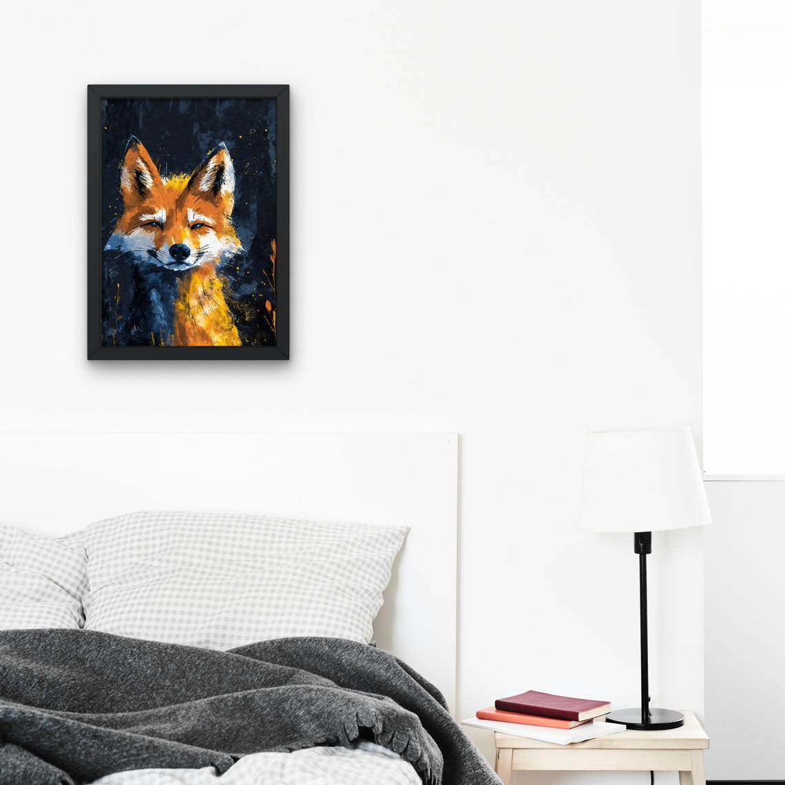 Red Fox Portrait On Dark Blue Background Wildlife Forest Art Poster - Image 3