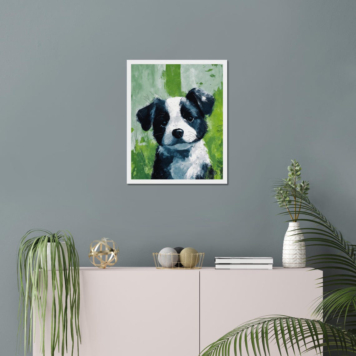 Border Collie Puppy Art Print Cute Dog Portrait Black White Puppy Kids Room Decor Dog Lover Gift 8x10 24x36 Baby Retriever Poster - Image 3