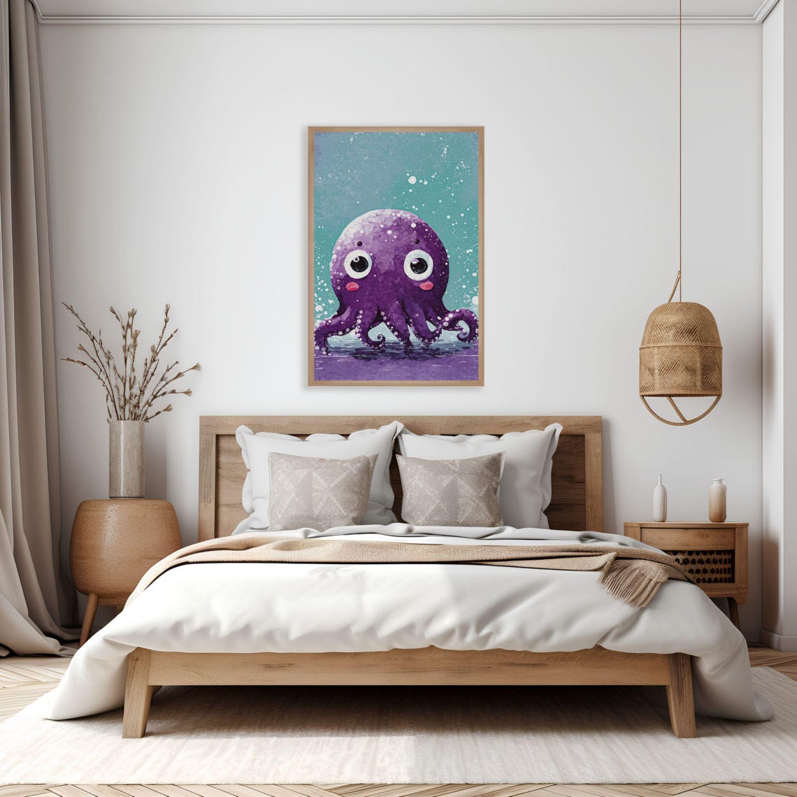 Purple Octopus Framed Art Print Girls Room Decor Lavender Ocean Animal Wall Art Baby Girl Nursery Unique Baby Gift Watercolor Sea Life - Image 4