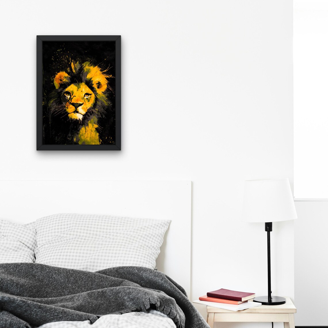 Regal Lion Portrait Golden Mane Black Background Majestic Wildlife Poster - Image 3