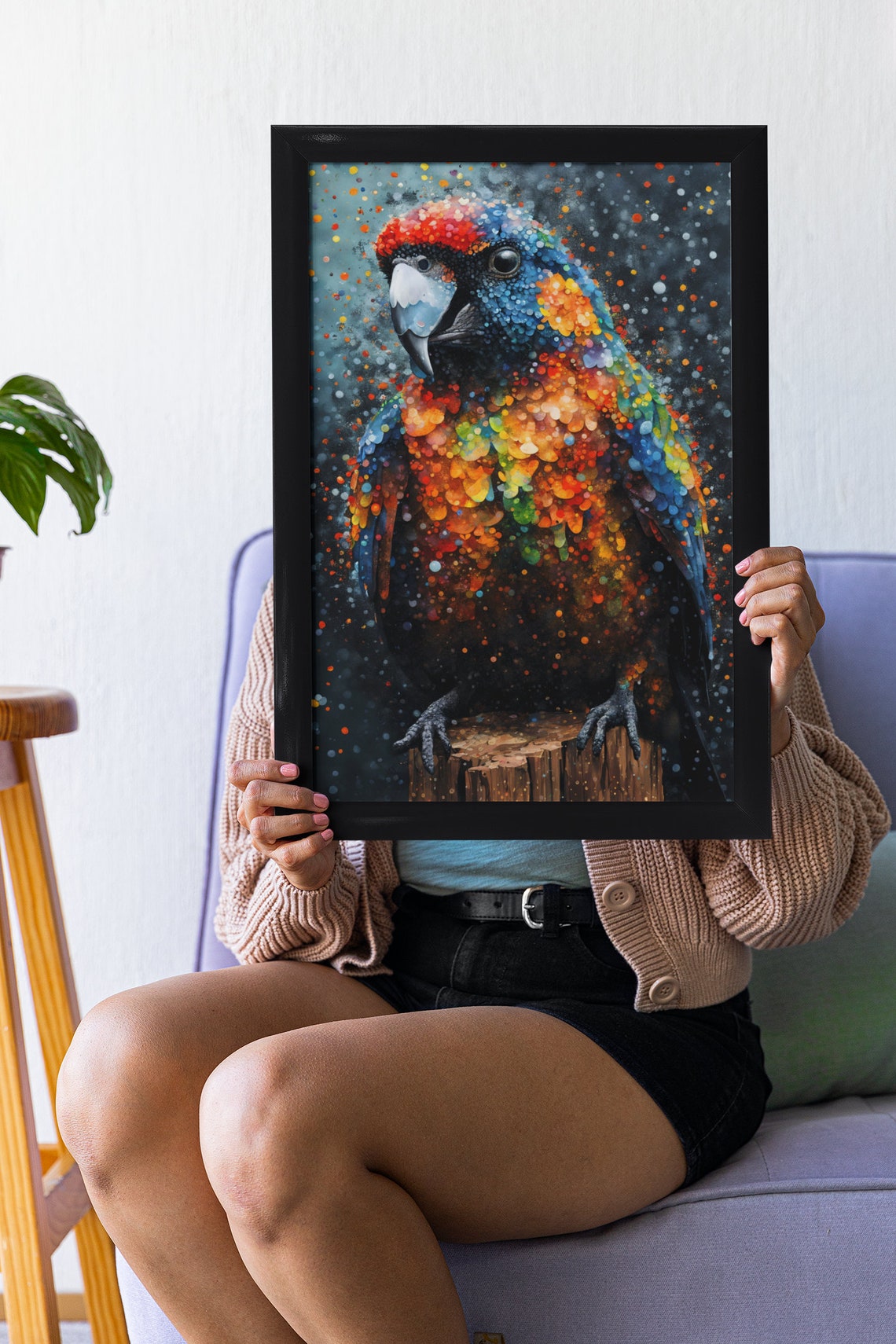 Parrot Portrait Photo Print Colorful Parrot Painting Print Parrot Art Bird Wall Art Wild Parrot Rain Art Print Animal Art Poster - Image 3