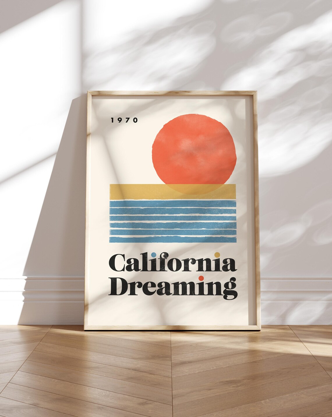 Dreaming Retro Sunset Poster, Minimalist 1970s