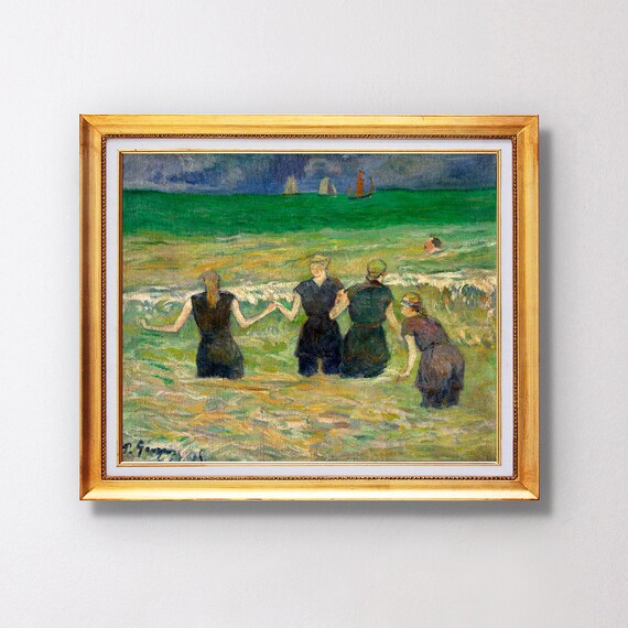 Paul Gauguin Women Bathing in the Sea Beach Bathers Post Impressionist Poster
