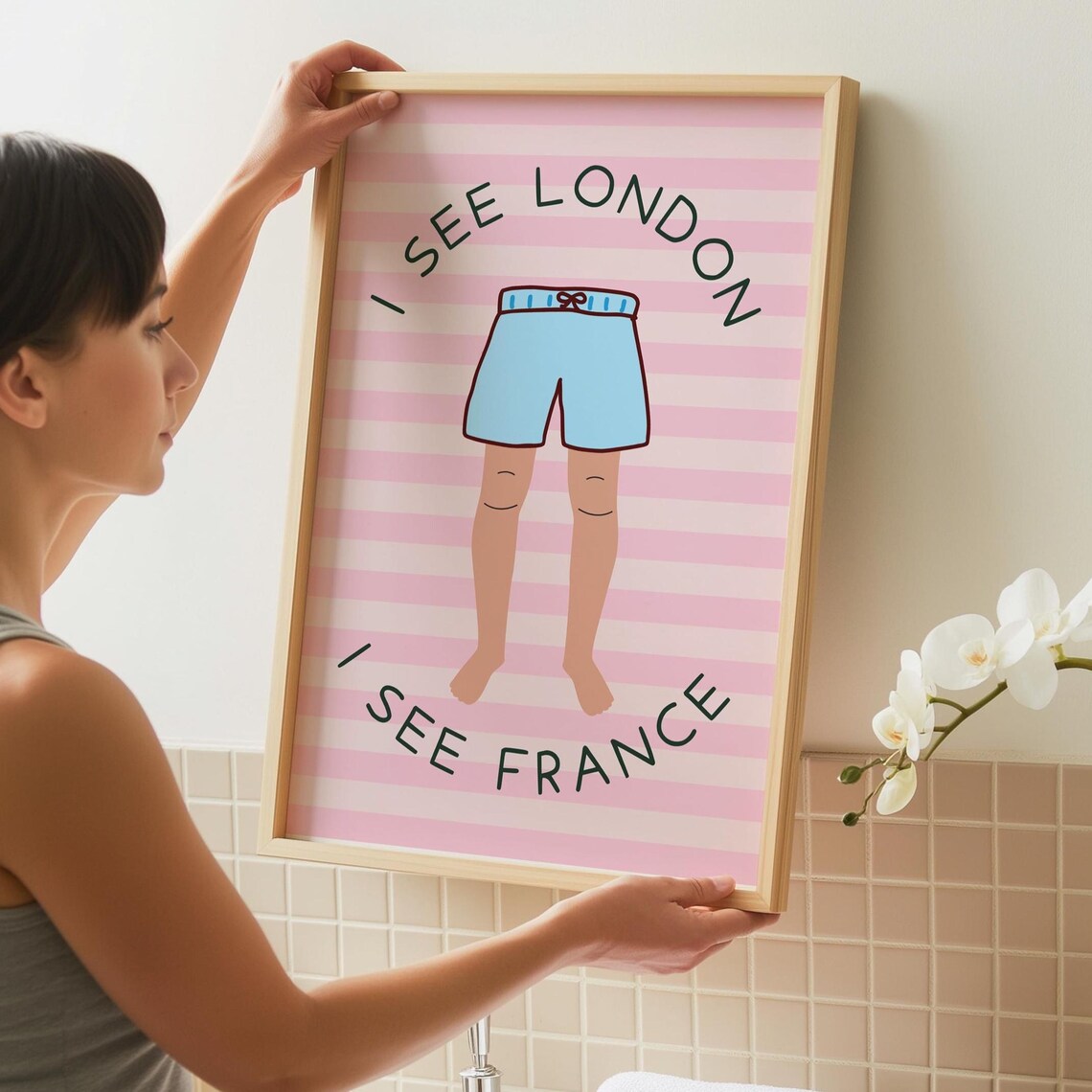 I See London I See France Funny Kids Bathroom Shorts Decor Print