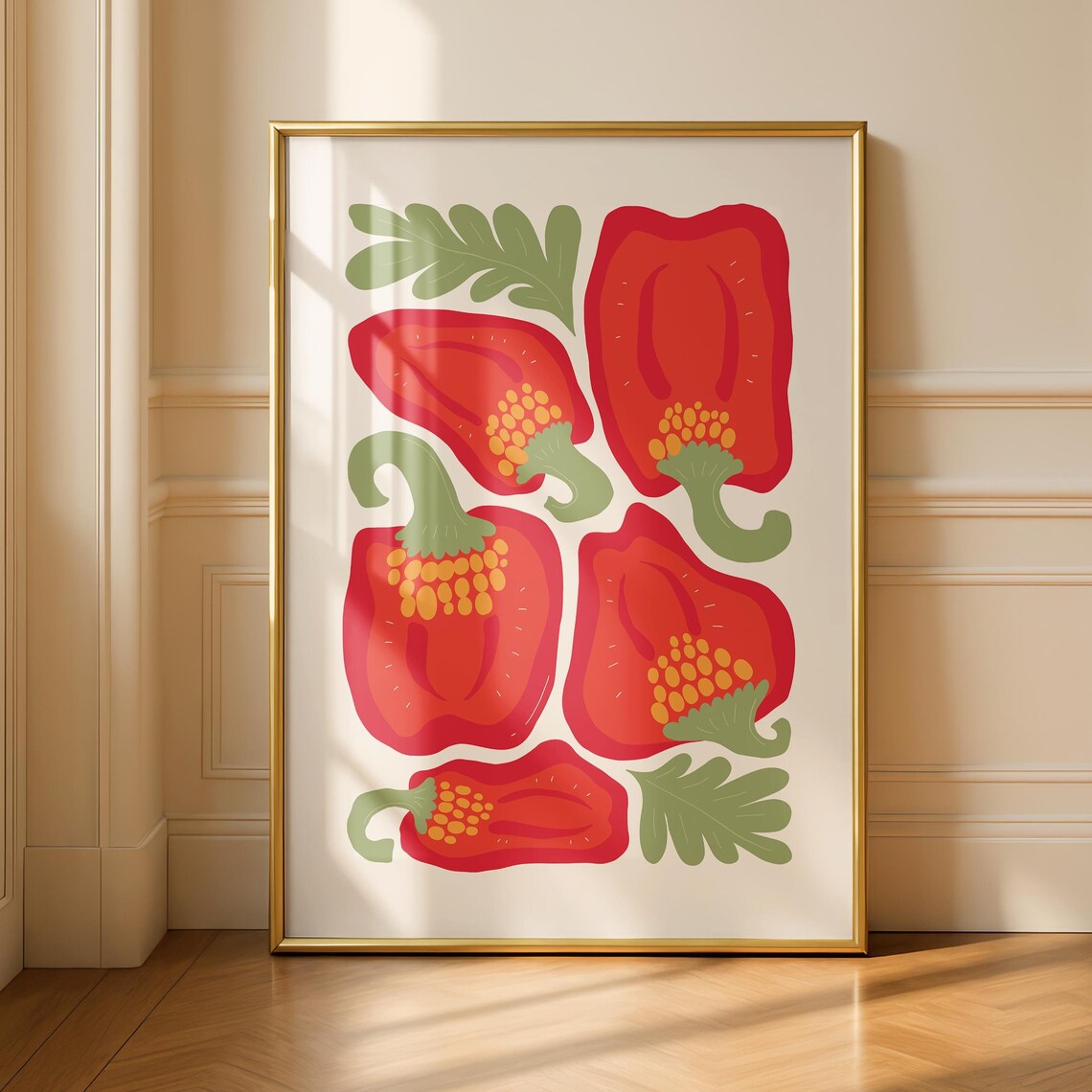 Bell Pepper Kitchen Art Print, Red Mexican Wall Art
