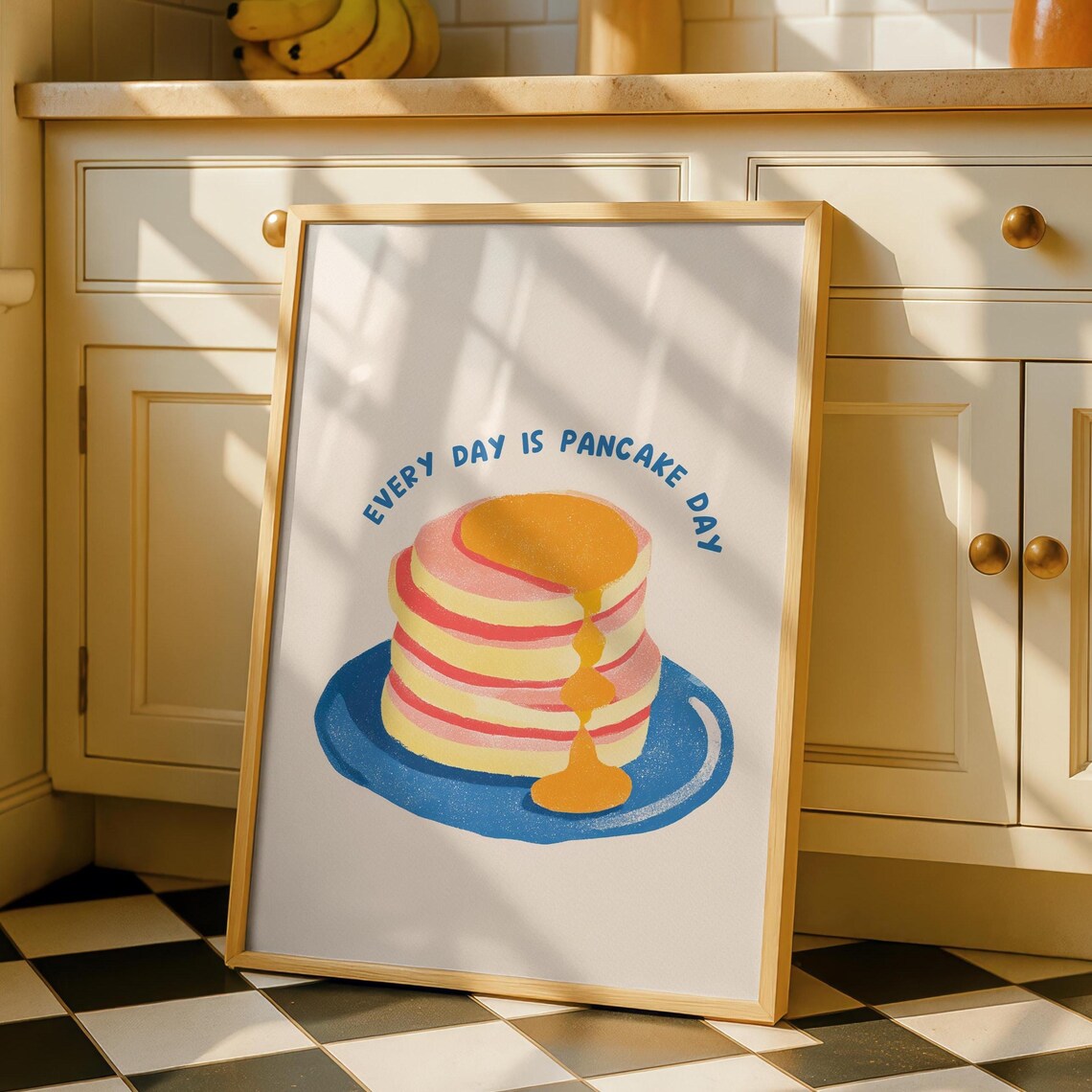Kitchen Pancake Typography Art Print, Pastel Decor