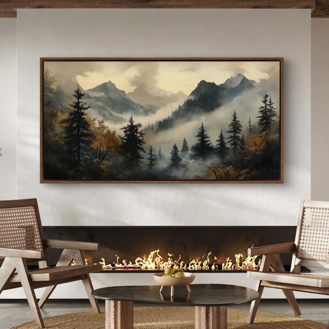 Mystical Forest Mountains Autumn Gothic Art Print