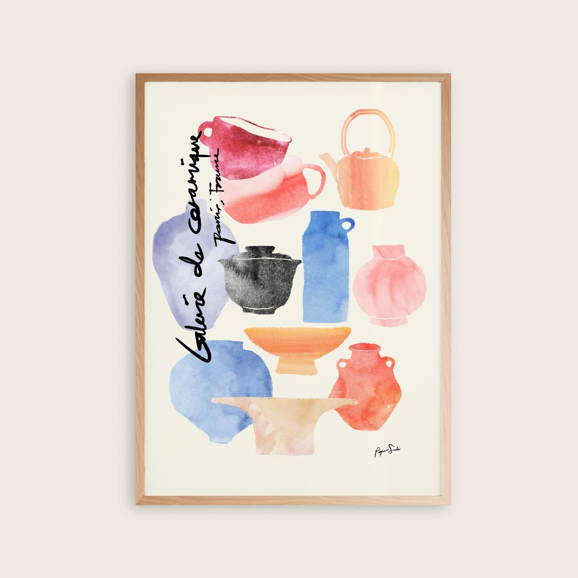 Galerie de Ceramique Paris Watercolor Ceramic Vases Art Poster