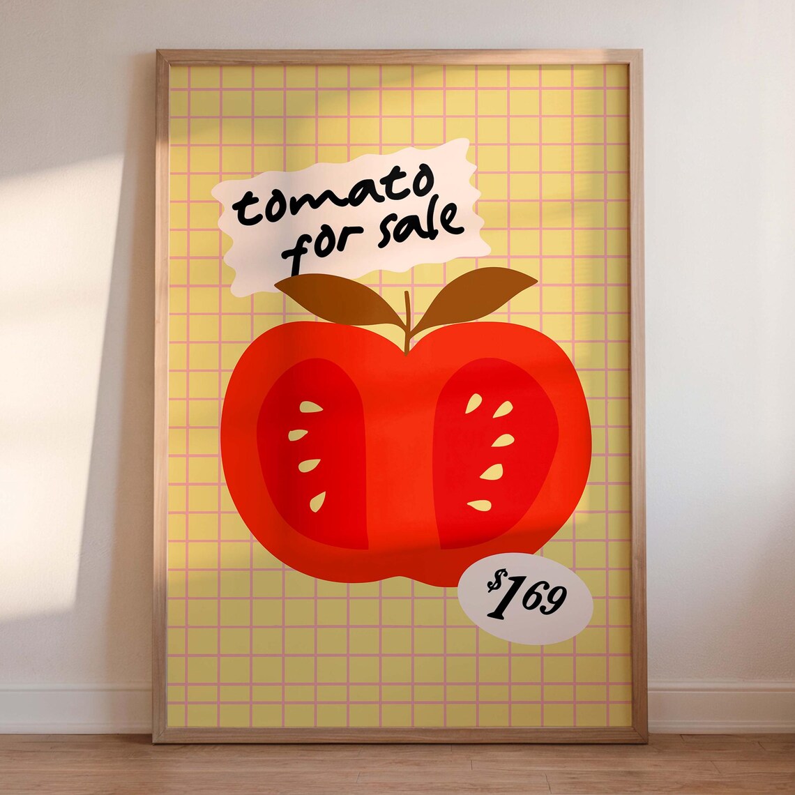 Tomato For Sale Hand Lettered Retro Market Sign Kitchen Poster