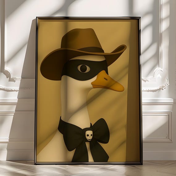 Halloween Goose Zorro Poster Spooky Cowboy Nursery Art