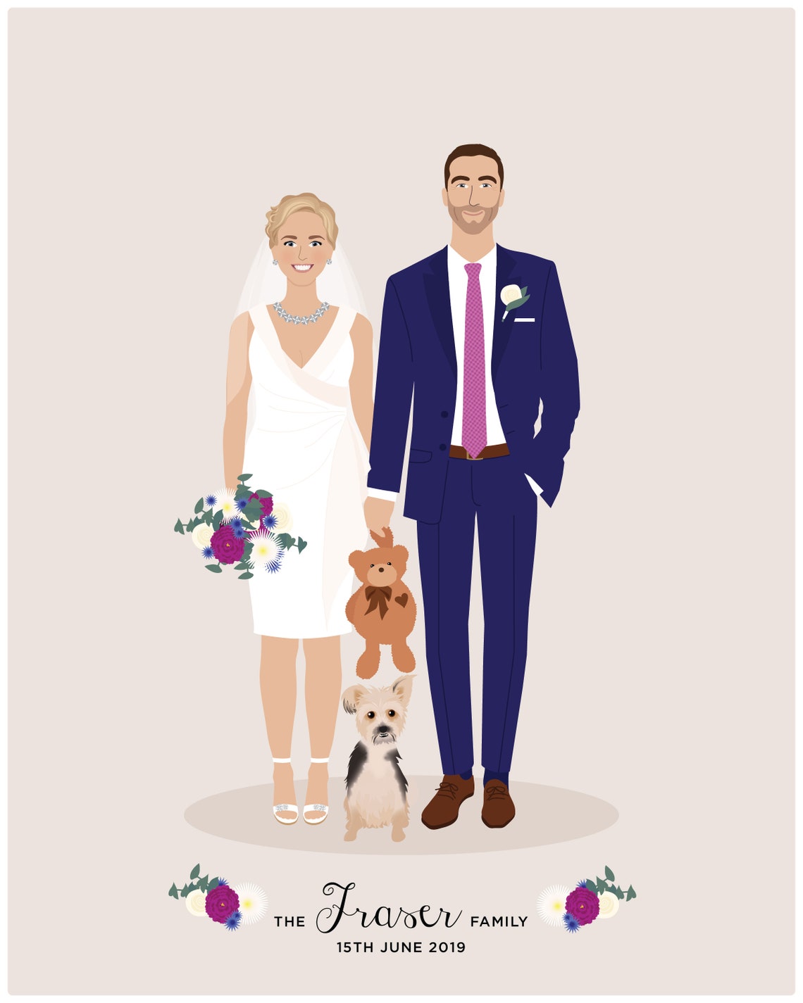 Custom Family Portrait, Add Pet - Image 3