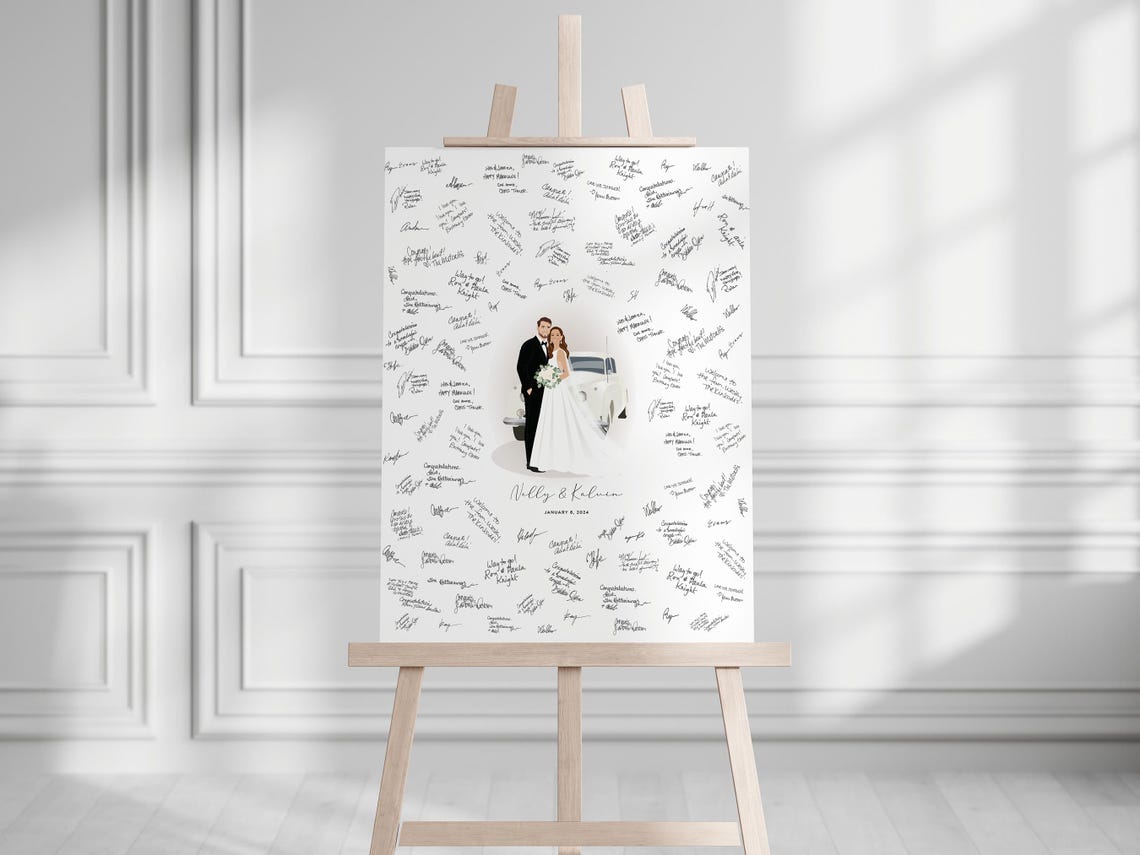 Wedding Guest Book Alternative Couple Portrait Signature Poster