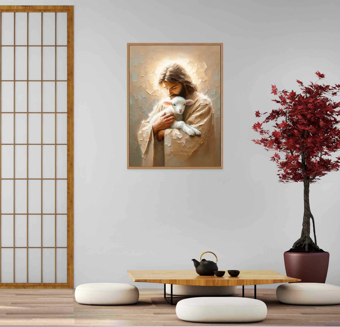 Jesus Christ And Lamb Christian Painting - Image 5