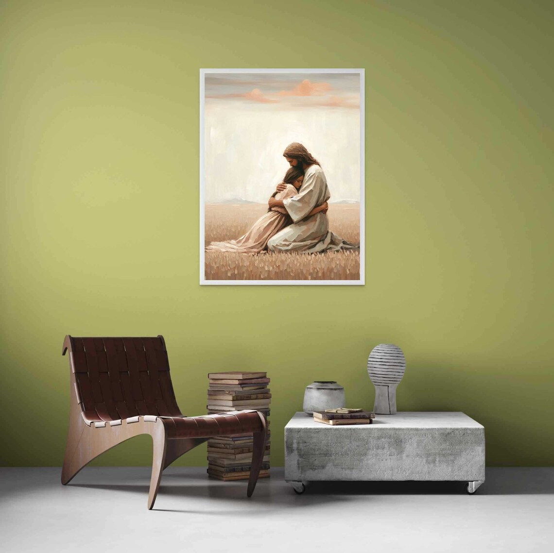 Safe With Jesus Christian Painting, Bible Verse - Image 3