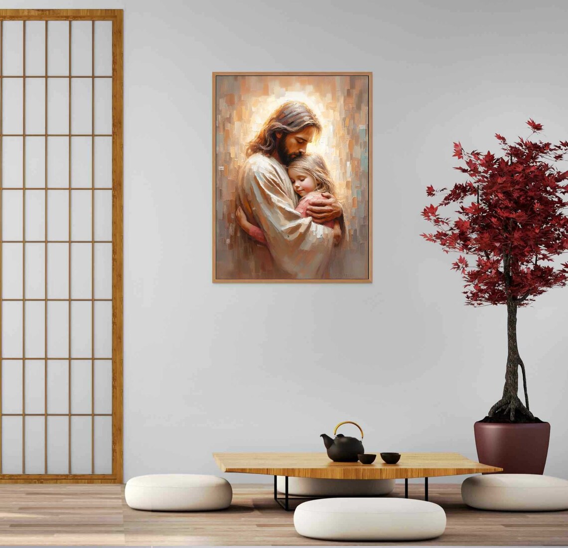 Jesus Hugging Girl, Christian Bible Painting - Image 5