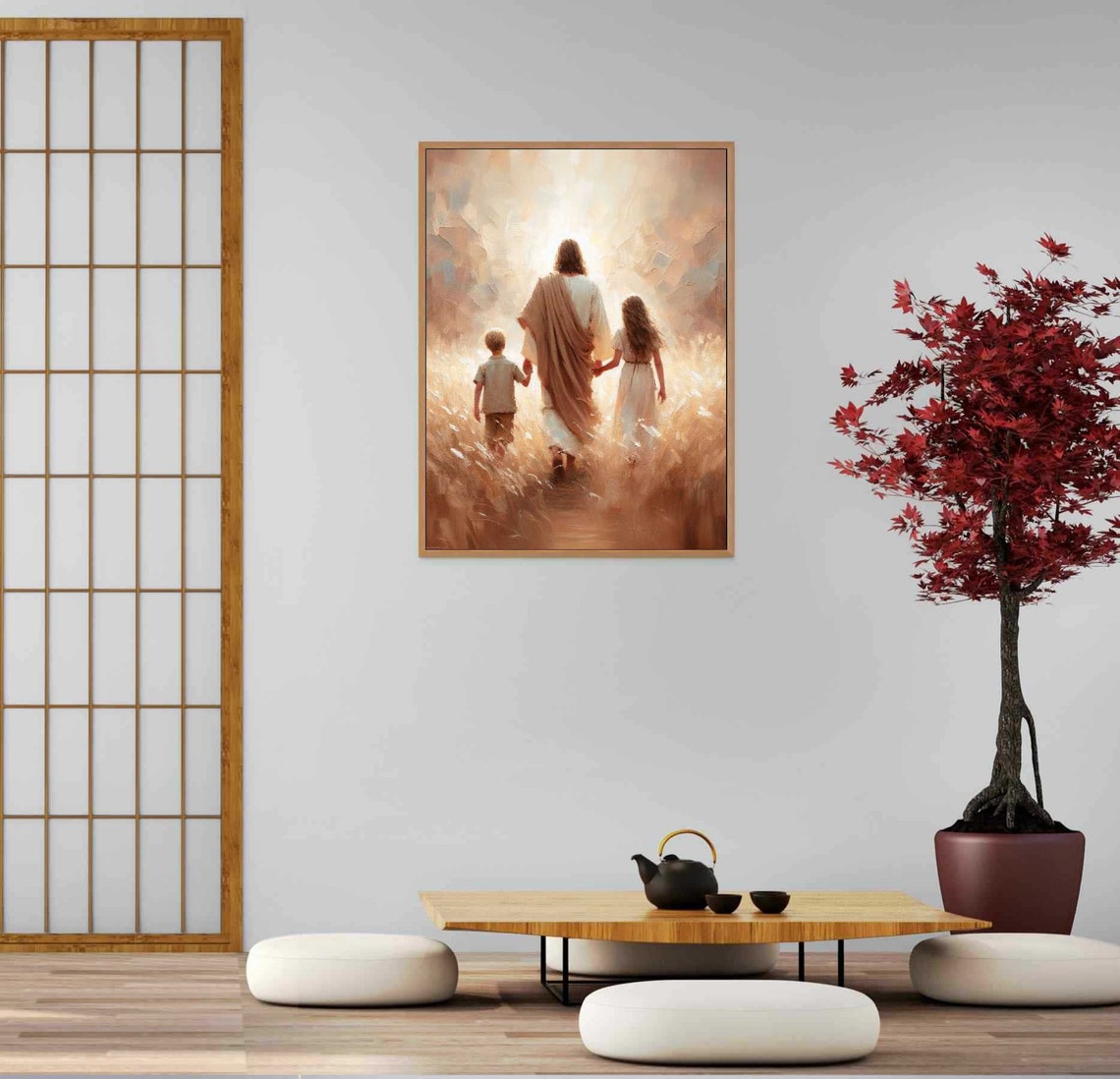 Walk With Jesus Christian Painting, Jesus And Children - Image 5