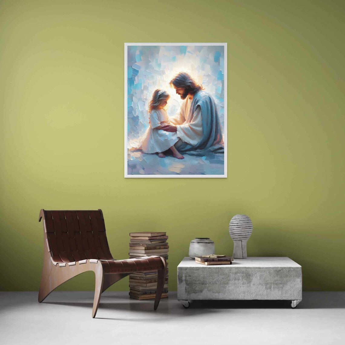 Jesus and Little Girl, Christian Religious Art - Image 3