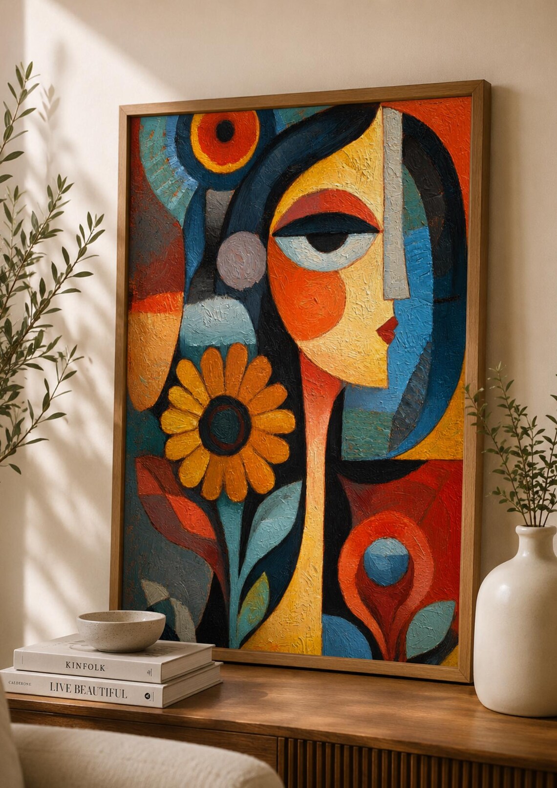 Abstract Face Art Print, Cubist Portrait