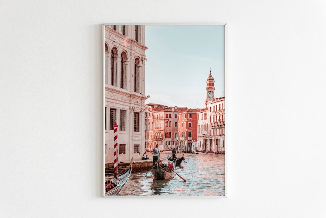 Venice Grand Canal Gondolas Sunset Pastel Photo Italy Travel Poster - Image 2