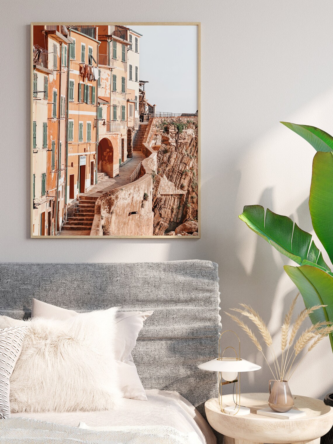 Cinque Terre Village Cliffside Street Orange Houses Travel Wall Print - Image 2