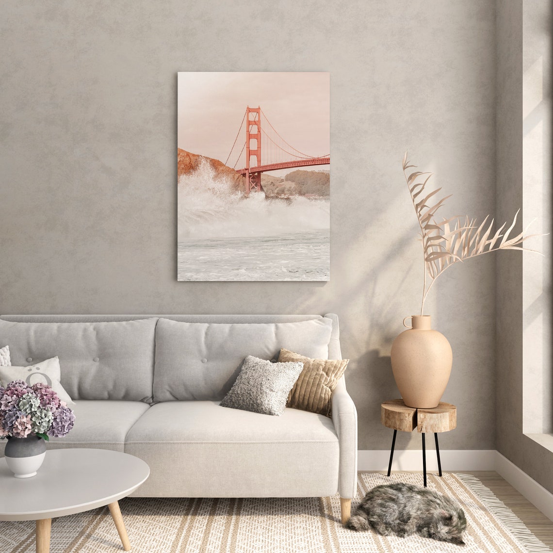 Golden Gate Bridge With Crashing Ocean Waves San Francisco Wall Print - Image 2