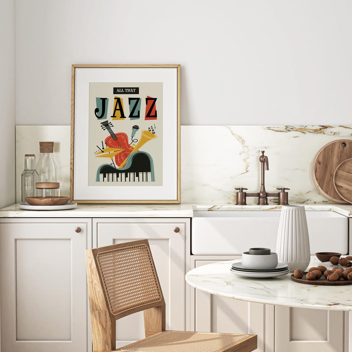 All That Jazz Retro Instruments Vintage Mid Century Music Poster - Image 2