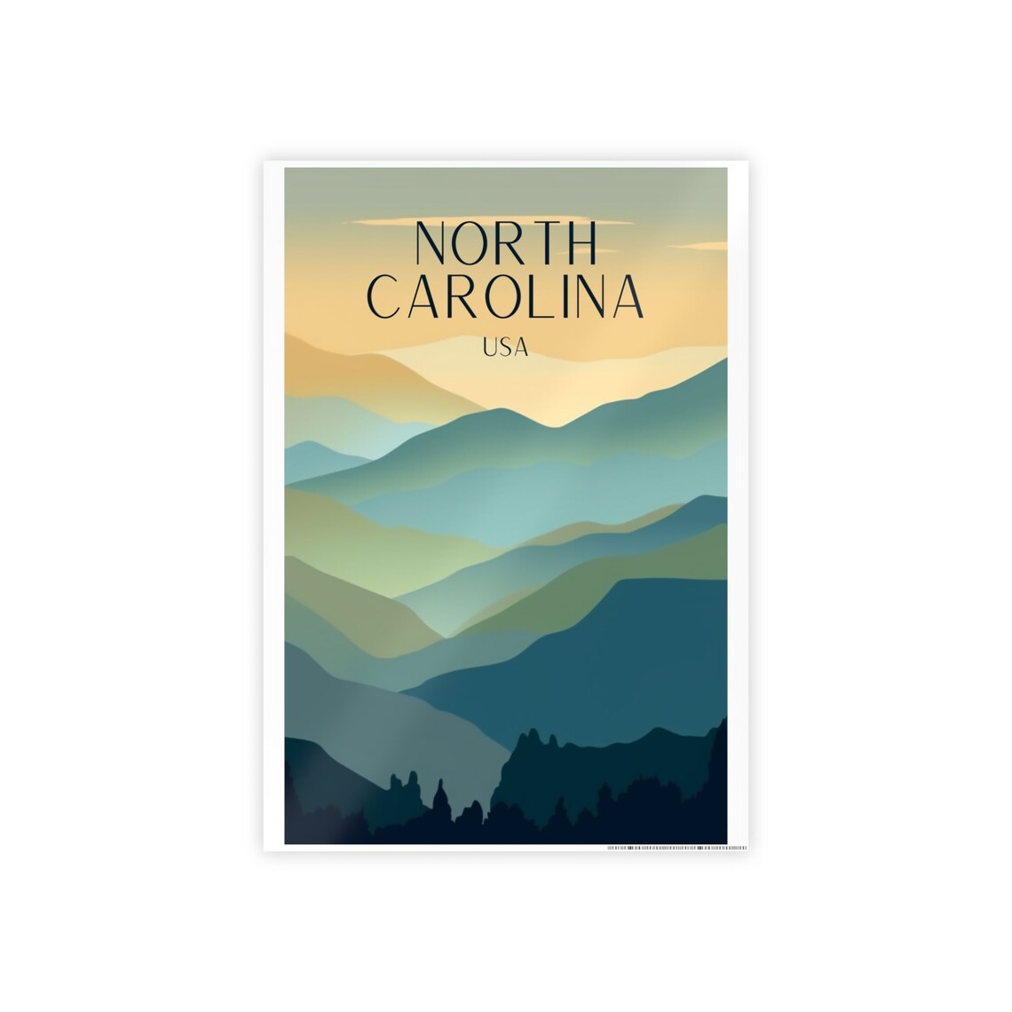 North Carolina Travel Poster, Mountains Nature Gift
