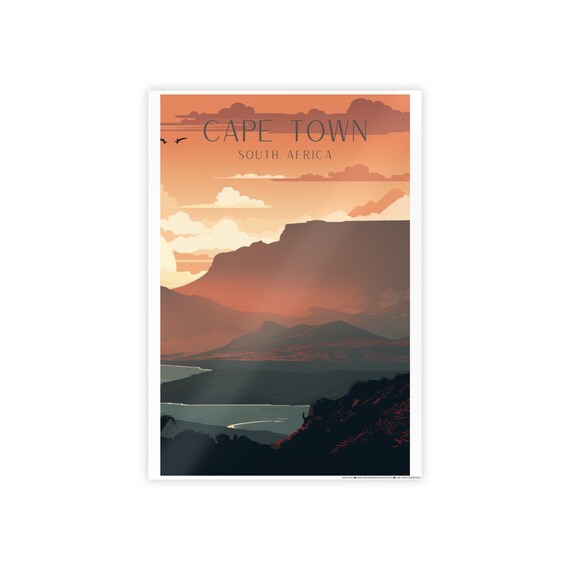 Cape Town Art Deco Travel Poster, South Africa