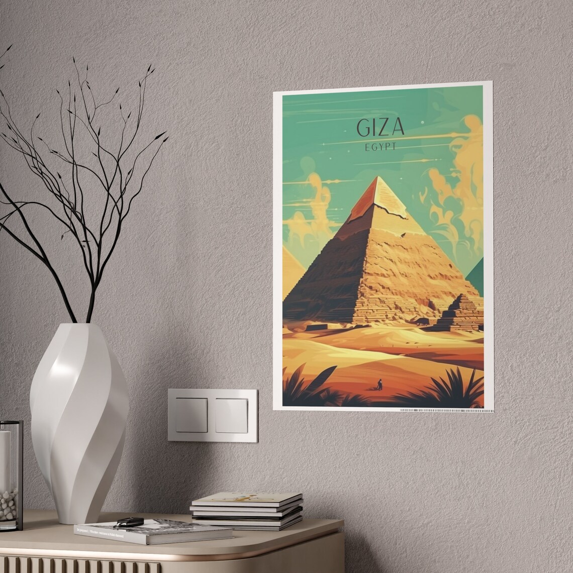 Pyramid Art Deco Travel Poster, Giza Africa - Image 5